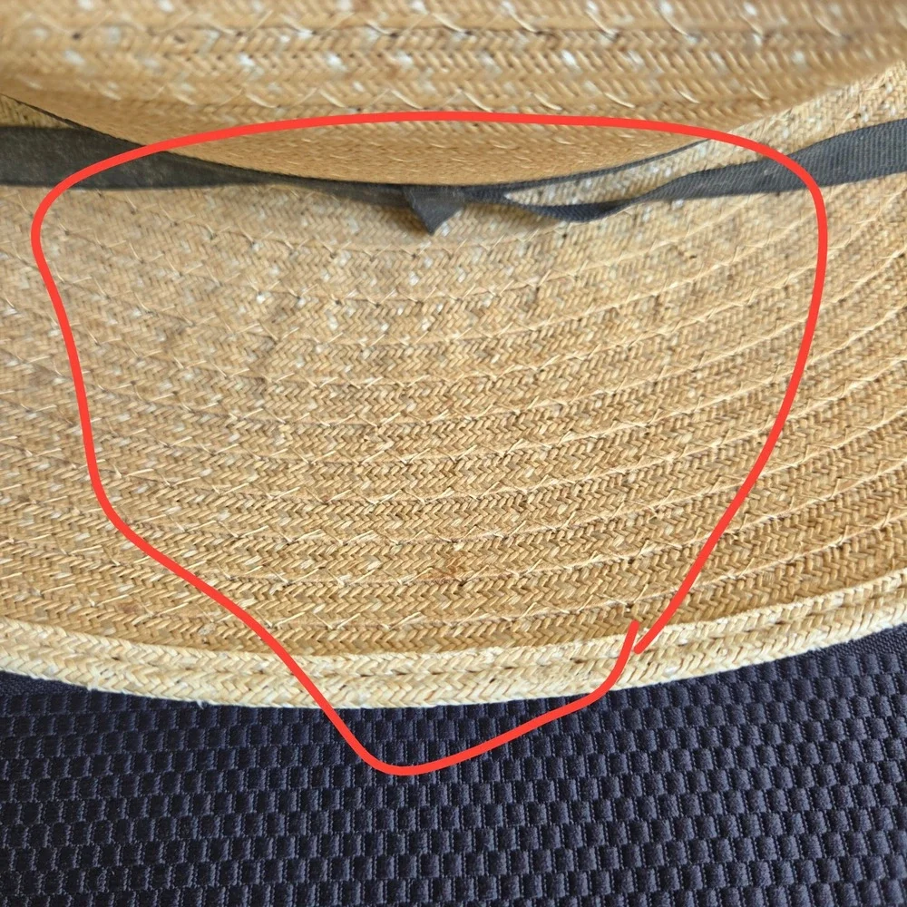 Vintage Straw Cowboy Hat 7 3/8 Natural Tan Woven Western Cattleman Crease
